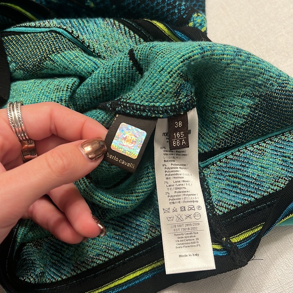 Roberto Cavalli Green Python Effect Sheath Dress - image 7